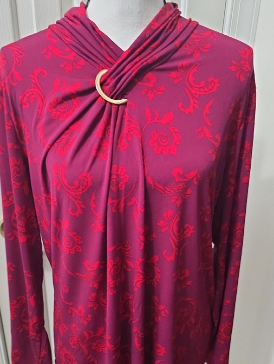 Liz Claiborne Tops - LIZ CLAIBORNE WOMEN'S PETITE LONG SLEEVES MAGENTA FANCY EMBELLISHED BLOUSE PXL